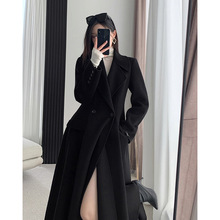 200斤秋冬大码女装赫本风毛呢外套收腰显瘦长款气质呢子大衣25173