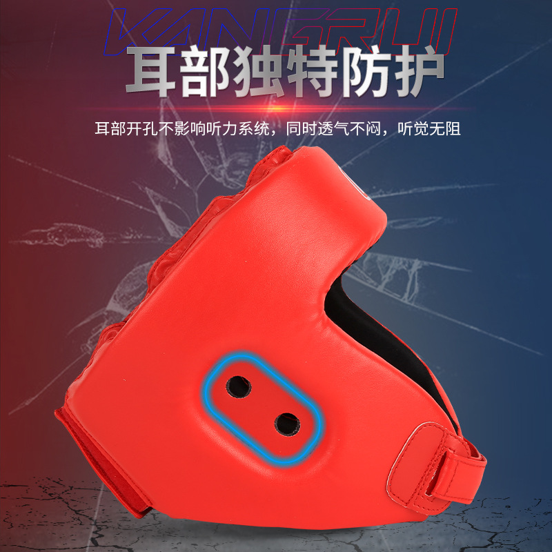 Kangrui fábrica Sanda protector de cabeza adecuado para boxeo Sanda entrenamiento de combate puede ser entregado en nombre de una pieza de descuento de gran cantidad