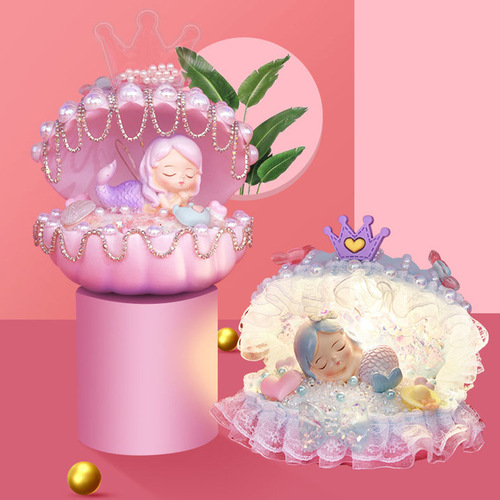 Children's DIY Cream Glue Mermaid Shell Night Light Kit Creative Gift for Girls Educational Toy
