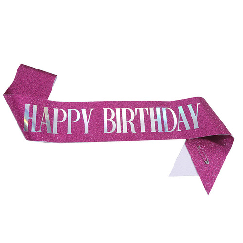 European and American new party HAPPY BIRTHDAY ribbon etiquette belt glitter cloth bronzing shoulder strap birthday dress