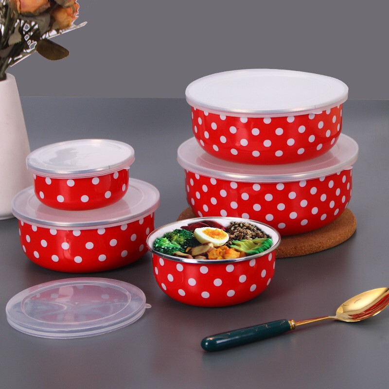in stock Enamel Ice Bowl Set Bowl Rice Bowl Dish Enamel Tableware Food Fresh-keeping Bowl Hair Thickened Ice Bowl Soup Bowl Five-piece Set in stock Enamel Ice Bowl Set Bowl Rice Bowl Dish Enamel Tableware Food Fresh-keeping Bowl Hair Thickened Ice Bowl Soup Bowl Five-piece Set