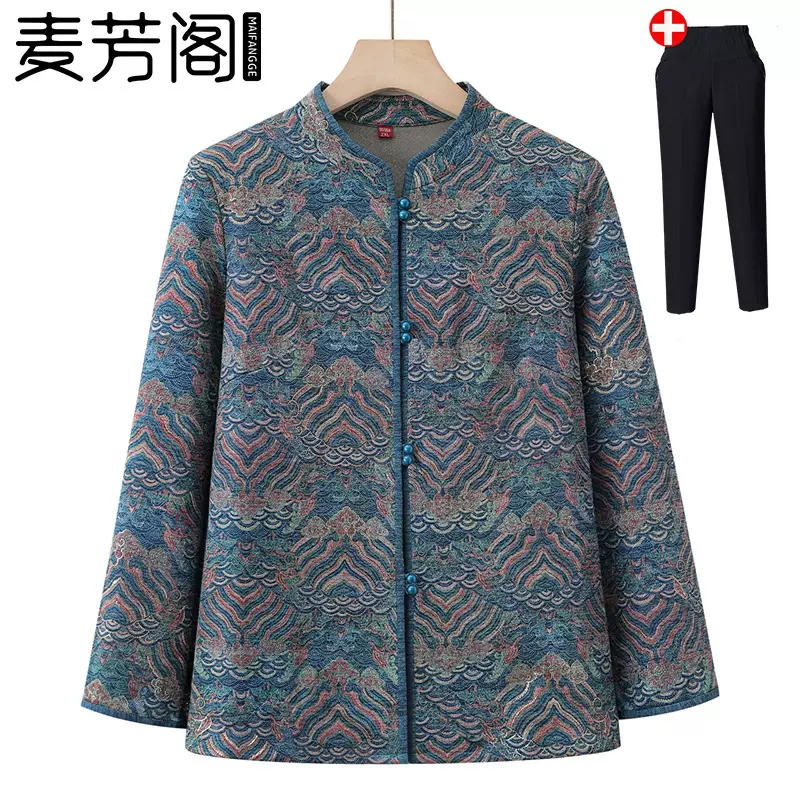 奶奶衬衫春秋薄款长袖外套老年人春装上衣60岁70妈妈休闲时尚