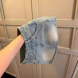 纯欲风浅色辣妹牛仔短裤裙女夏季新款ins修身显瘦防走光a字短裙子