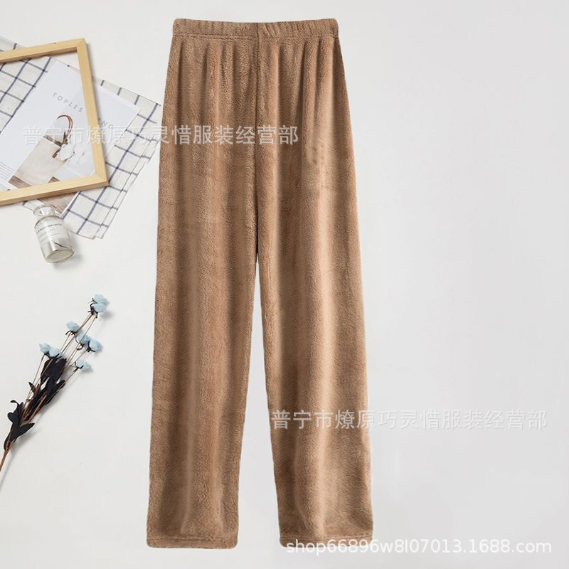 Pantalones de pijama de franela de coral de dibujos animados, pantalones de pijama de hombre, pantalones de invierno de otoño de mujer, pantalones caseros