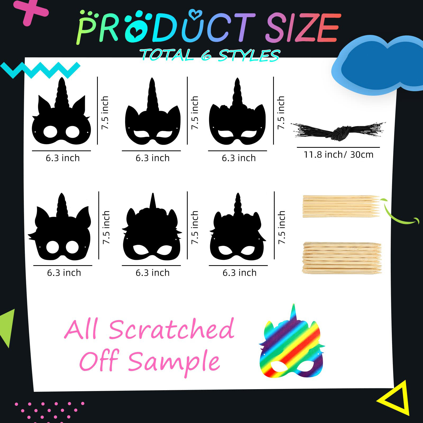 Wholesale Cross-border Unicorn Scratch Card Party Dance Animal Mask DIY Decorative Props