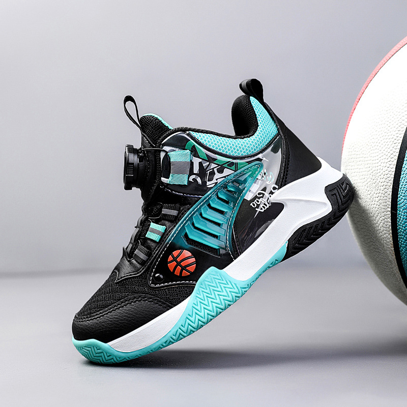 Basketbal voor jongens 2024 Lente Nieuwe professionele trainingsschoenen voor kinderen, sportschoenen met roterende knop voor grote kinderen_voghion.com