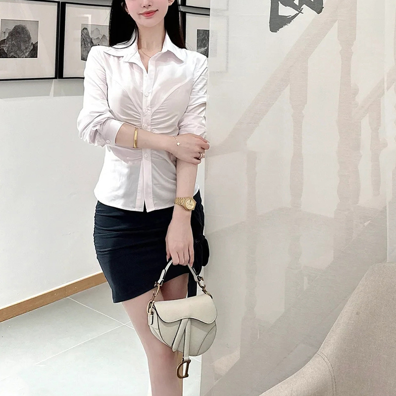 Be Your Sweet and Sweet Girl, Wear a Good Figure Shirt Set, Summer Long and Short-Sleeved Shirt