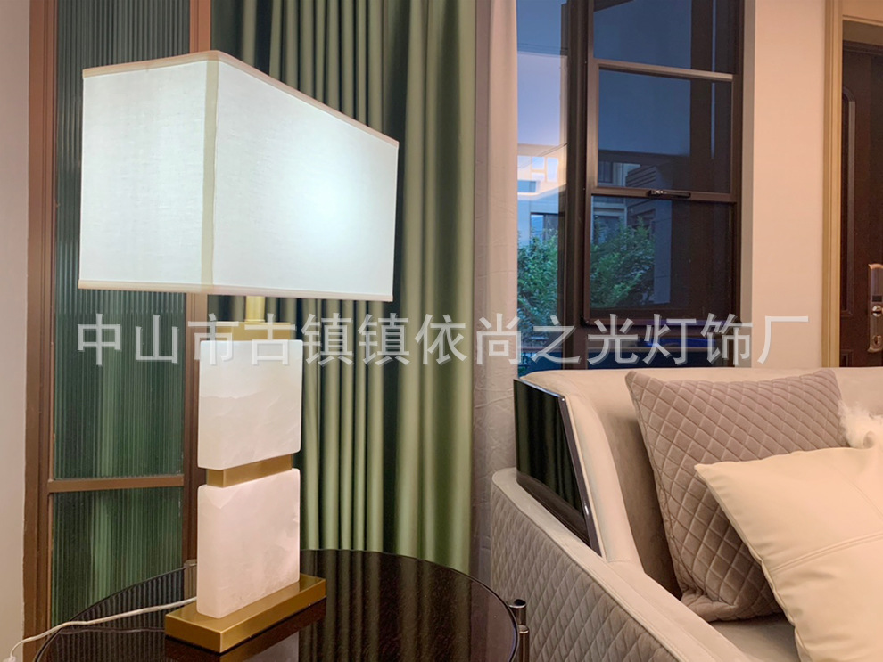 大理石台灯简约现代客厅卧室led创意轻奢后美式酒店设计师床头灯-阿里巴巴