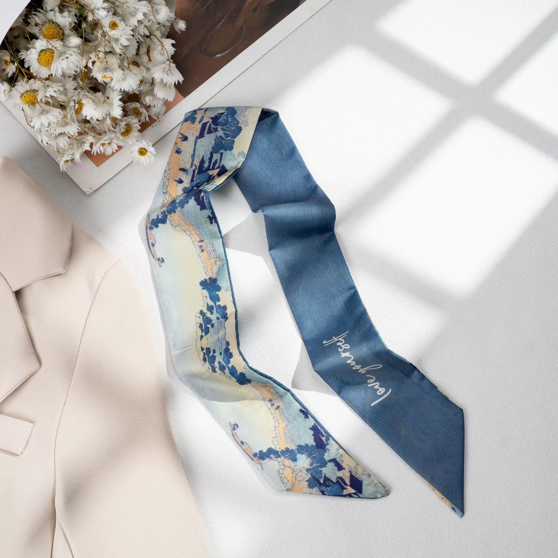 Silk Scarf Hairband (Suhang) long streamer 89×3.8 cm, lightweight gift box option