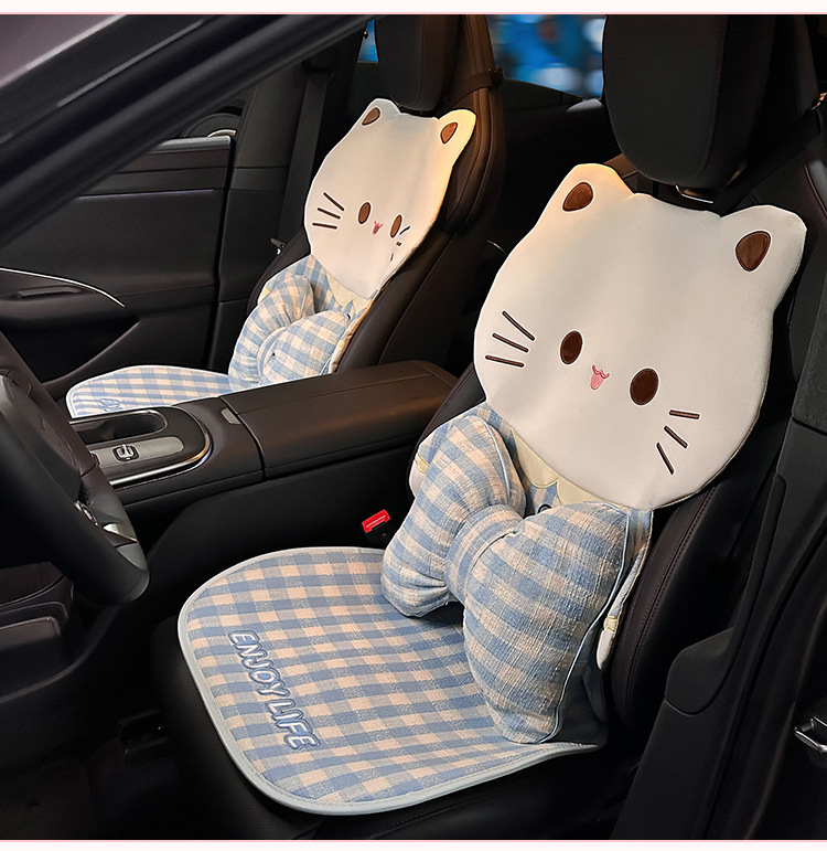Bowknot Car Headrest Neck Pillow, All-Season Universal Car Seat Cushion, Lumbar Pillow, Stylish Goddess Car Pillow