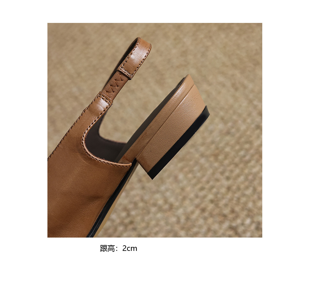 Sandal nữ mũi nhọn quai ngang gót thấp phong cách Hàn Quốc — màu nâu chi tiết 10