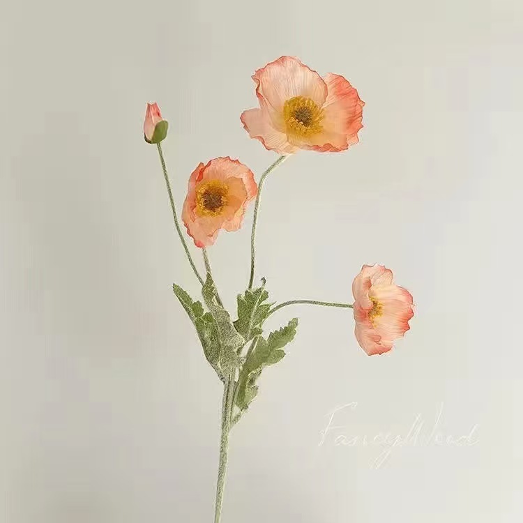 虞美人仿真花婚庆用花莫奈花园仿真花材假花装饰花墙植绒仿真植绒|undefined