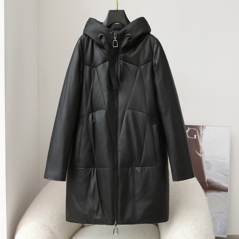 Genuine Leather down Jacket Women's Mid-Length White Duck down 2025 Autumn and Winter New Haining Fur Outwear Thickeneded and Warm Classy Genuine Leather down Jacket Women's Mid-Length White Duck down 2025 Autumn and Winter New Haining Fur Outwear Thickeneded and Warm Classy