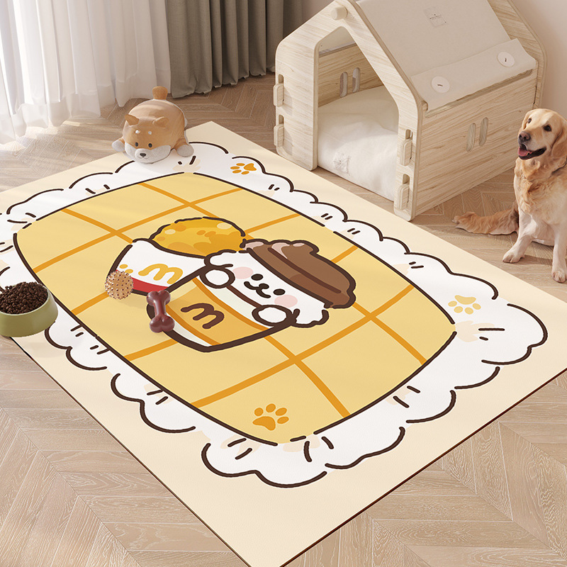 漫画の犬ペットフロアマット、家庭用、カット可能、お手入れ簡単、ワンタッチフットマット、リビングルームの滑り止めと汚れ防止フロアマット|undefined