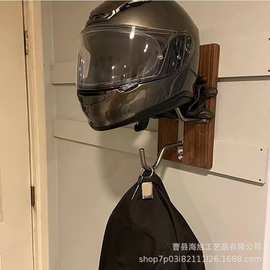简约铁艺头盔架摩托车支架木质头盔挂钩摩托车帽收纳架外套挂钩架