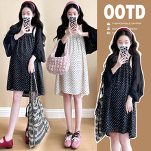 孕妇装早秋套装女波点吊带连衣裙慵懒风开衫小个子减龄两件套夏季