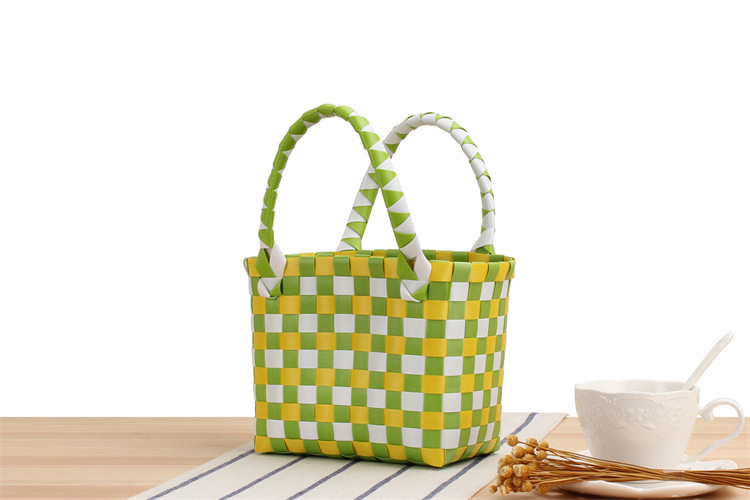 Women's Mini Pvc Lattice Vacation Square Open Straw Bag display picture 10