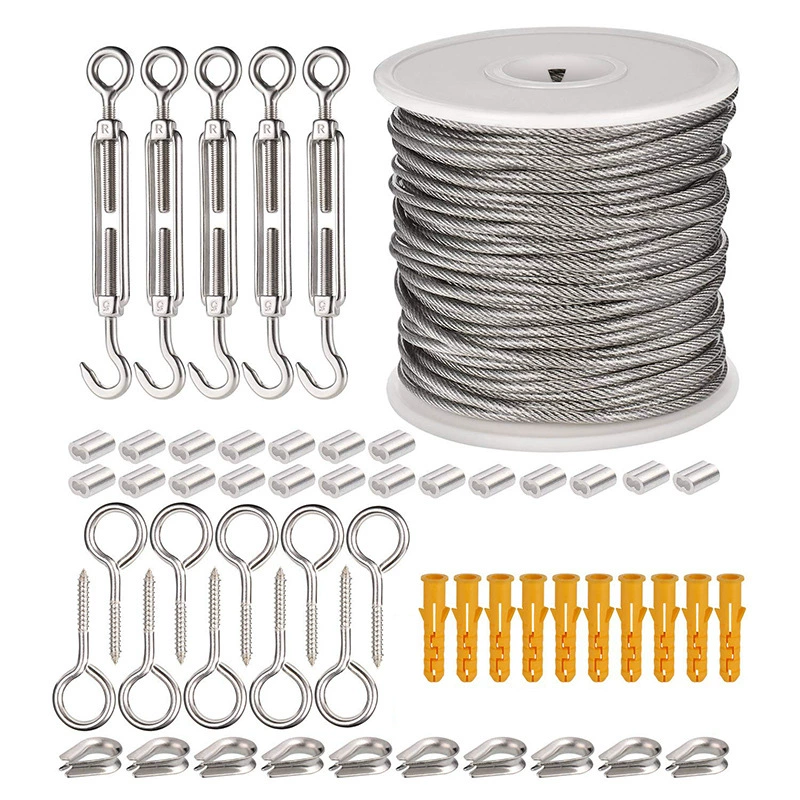 Нержавеющая сталь ПВХ стальной трос ограждение подвеска комплект закрытое подъемное кольцо саморез натяжитель патрон