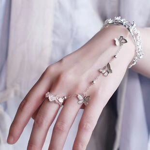Heavenly Officials Blessings Ancient Style Butterfly Ring Bracelet Bells Integrated Hanfu Jewelry Open Band Bracelets Palace Jewelry