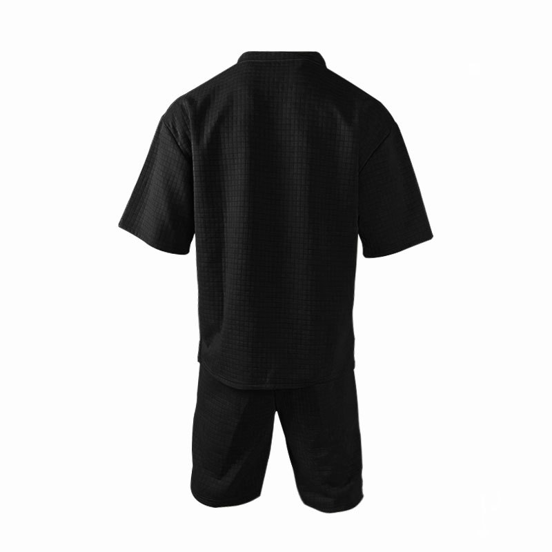 Monochrome Man- Casual Sports Set Summer Loose Ice Silk Short Sleeve T-Shirt Men's Shorts Two-Piece Trendy Quick-Dry_viptrois.com
