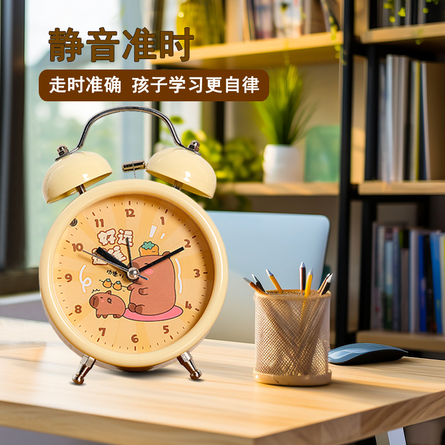Capibara dibujos animados reloj de cama dormitorio lámpara de noche pequeña alarma digital adorable niño despertar artefacto mágico