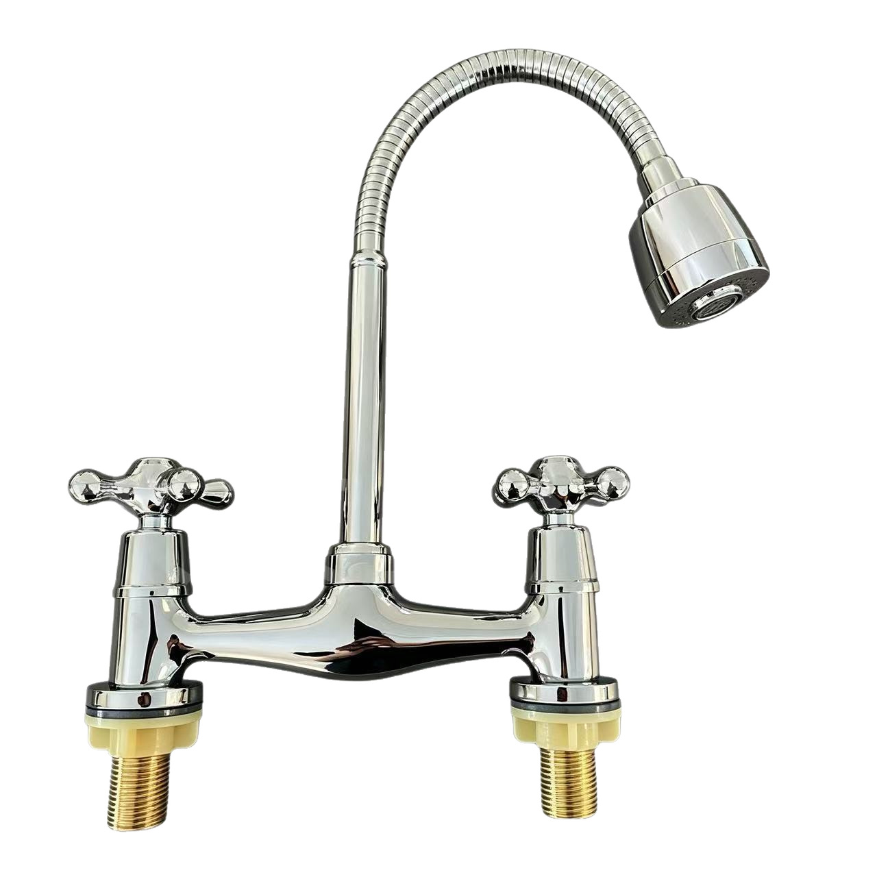 Grifo Vertical para Fregadero de Doble Mando de Aleación de Zinc para Cocina