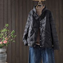 冬季短款轻薄羽绒服女2025新款白鸭绒小个子宽松中年妈妈薄款外套