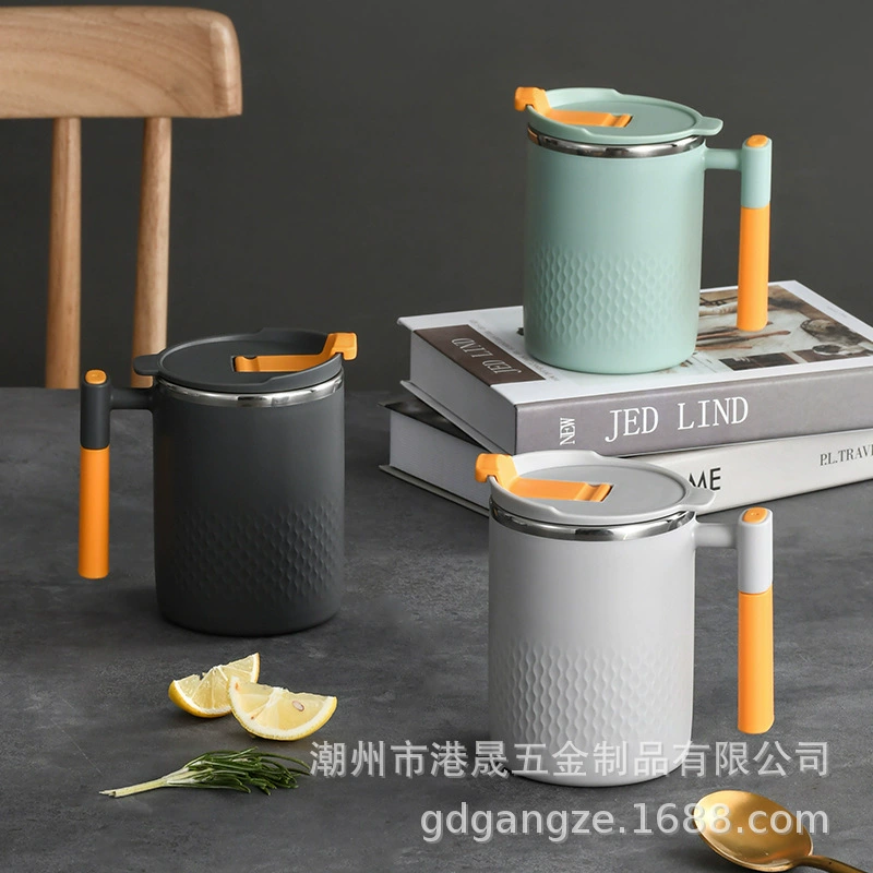 Двухслойная чашка из нержавеющей стали 304 с крышкой, кружка, чашка для воды, предотвращающая ожоги, детская офисная чашка для взрослых