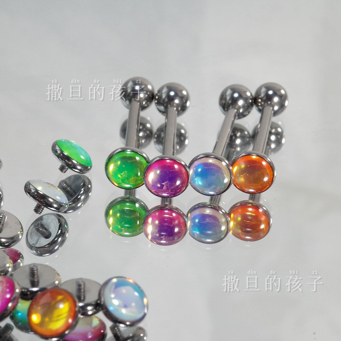 Pointed labret stud close-up product detail