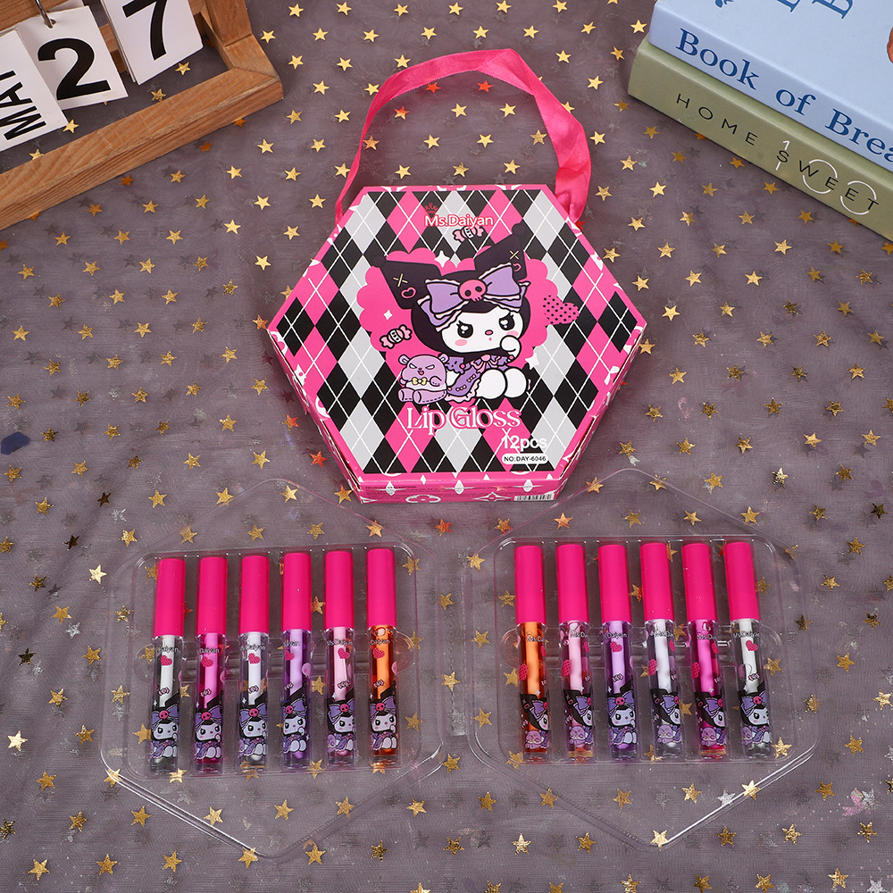 Popular Foreign Trade Kuromi Pattern Lip Glaze Cross-Border Moisturizing Lip Oil Easy to Color Lip Gloss Moisturizing Lipstick Universal