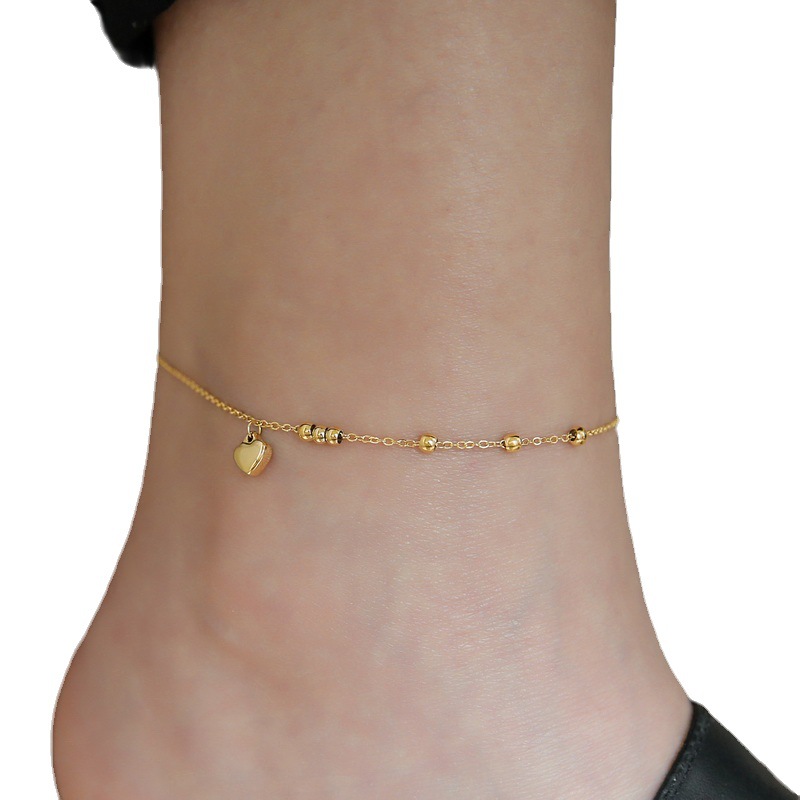 Wenjian exquisita Luz de lujo mini amor granos del tobillo diseño las mujeres sentido avanzado simple frío estilo galvanizado 18K oro