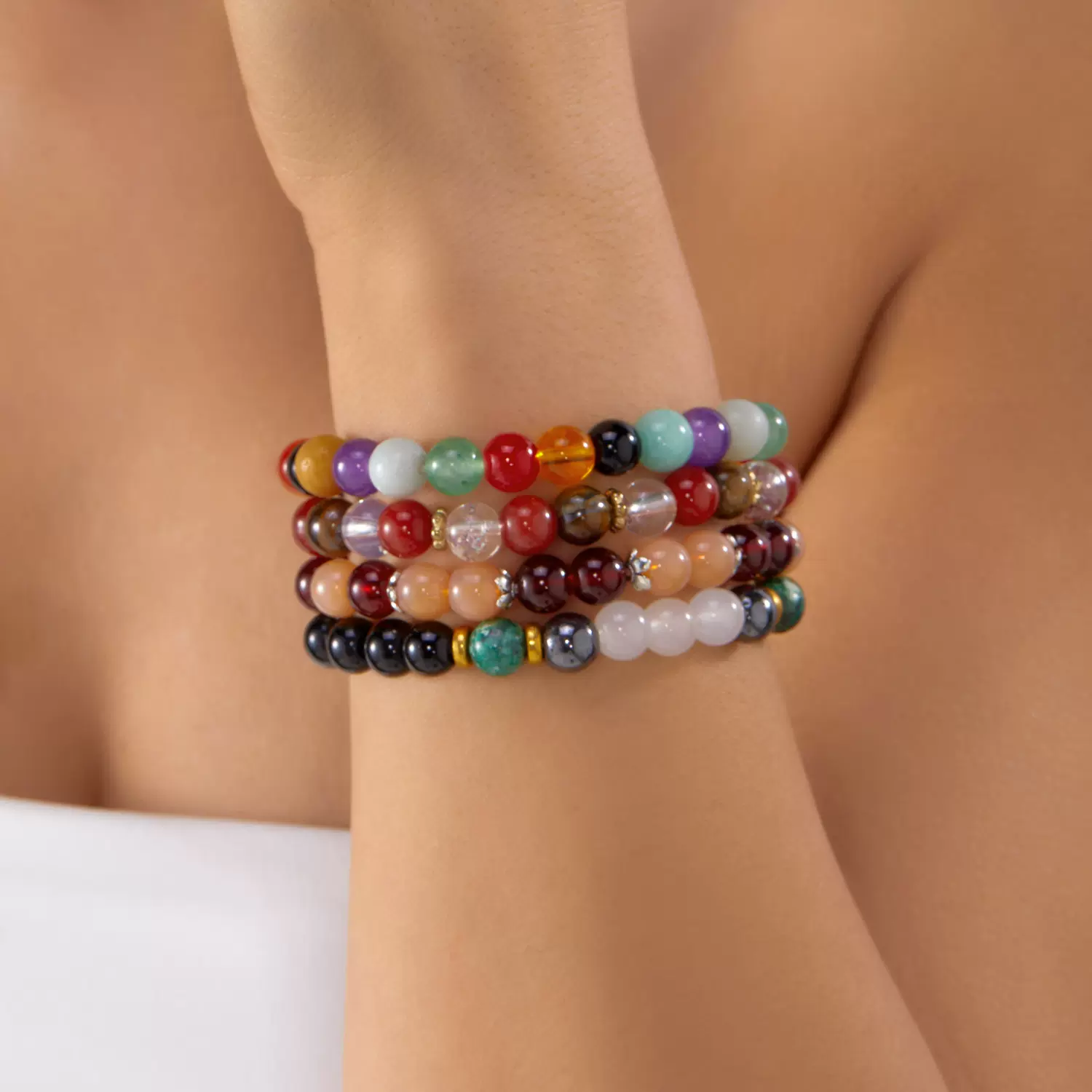 厂家直销天然石治愈手串男女款手串玉髓民族风饰品地摊景区会货源