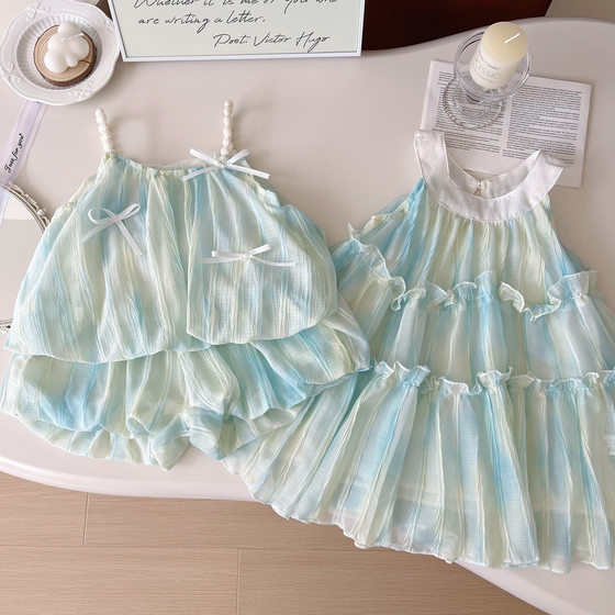 2024 summer new Korean girls princess dress suit sisters summer refreshing cute 20083-20085