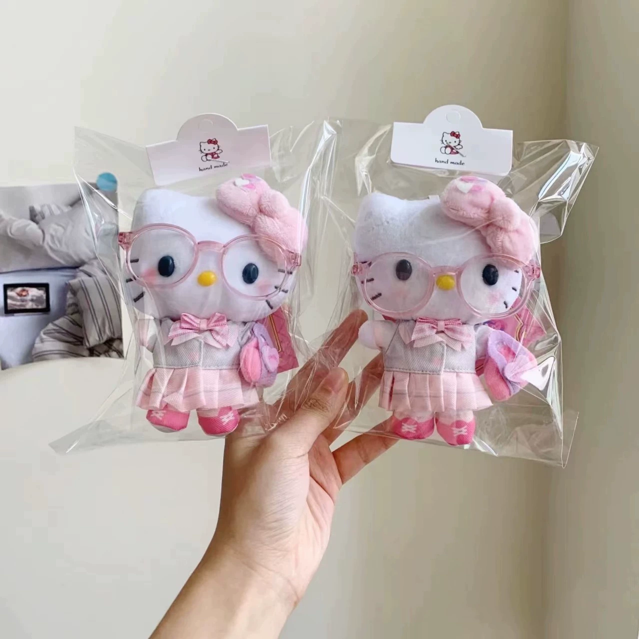 Подвеска (Hello Kitty) в форме куклы в форме, брелок‑украшение для сумки, плюш, съёмные очки, 40 г