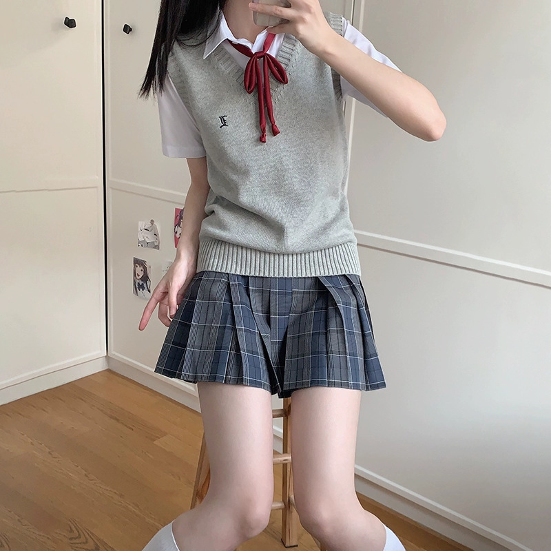 Suwon/JK Vest Original Genuine Japanese College Knitted Sweater Vest Cardigan Women's School for Autumn and Winter Fold