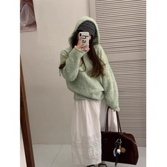 小清新绿色漂亮毛衣女软糯慵懒温柔风2025秋冬新款糖果色套头上衣