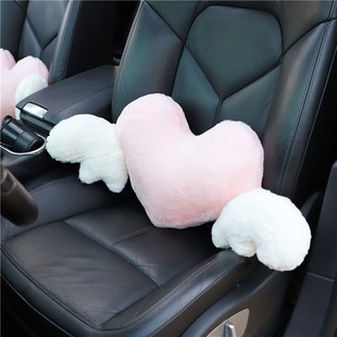 Car Headrest Neck Pillow Plush Love Wings Car Neck Pillow Pillow Goddess Car Interior Supplies Women