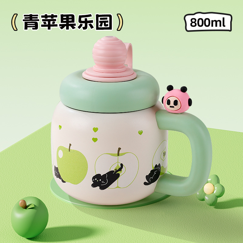 新款吨吨保温杯大容量保温水杯女高颜值吸管杯带手柄便携儿童杯子|undefined