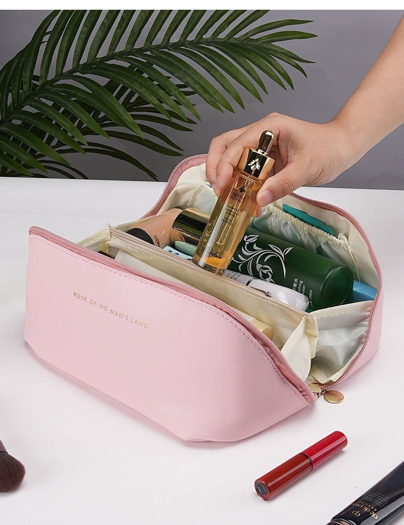 Transfronterizo de alta calidad de la PU de cuero nube almohada bolsa de cosméticos de gran capacidad portátil caso de cosméticos bolsa de lavado de viaje portátil