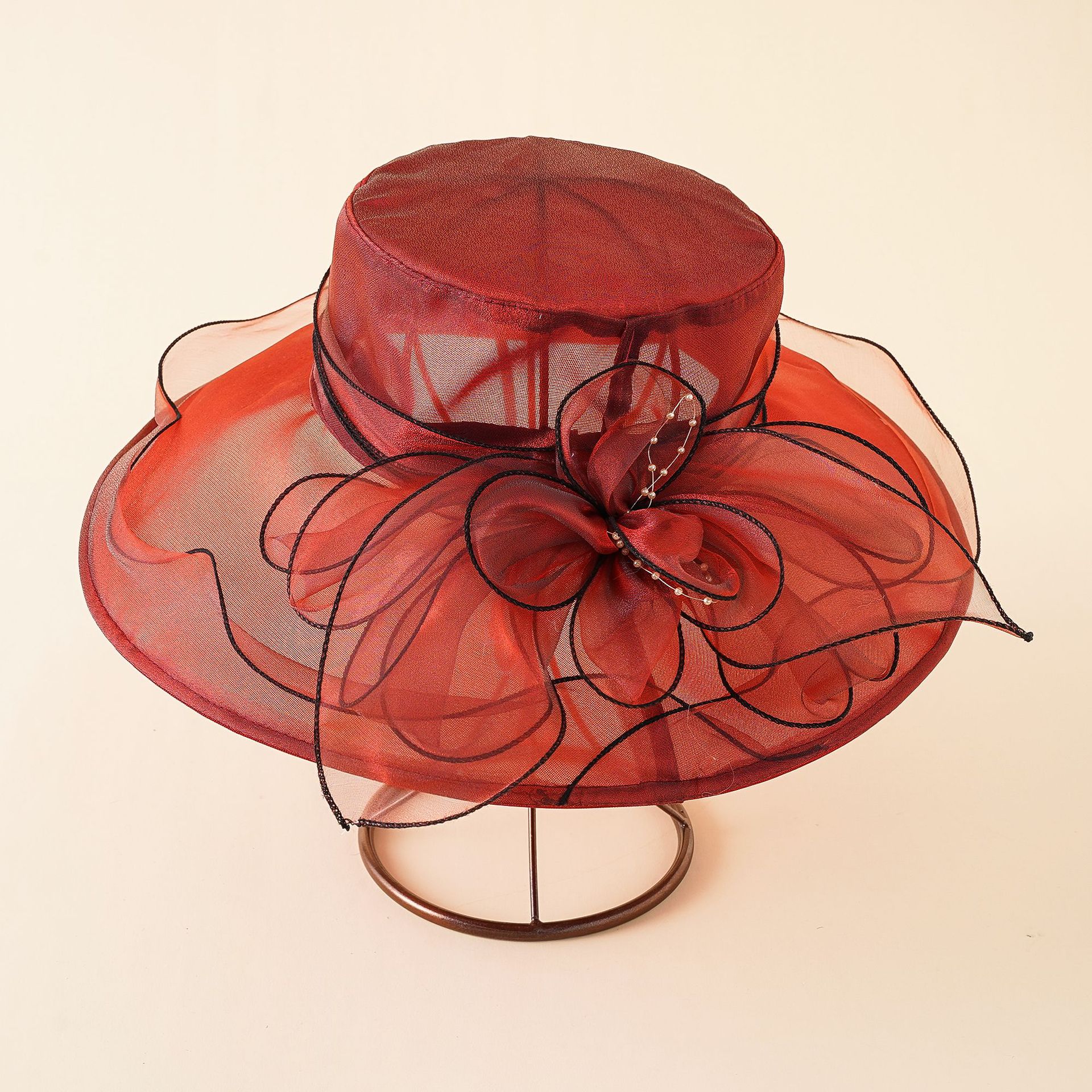 Verano nuevo estilo coreano flor malla sol sombrero playa protección solar sombrero femenino organza sombrero superior