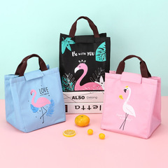 Portable and Convenient Lunch Box Bag for Students and Office Workers - Large Capacity Waterproof Aluminum Foil Flamingo Insulated Lunch Bag