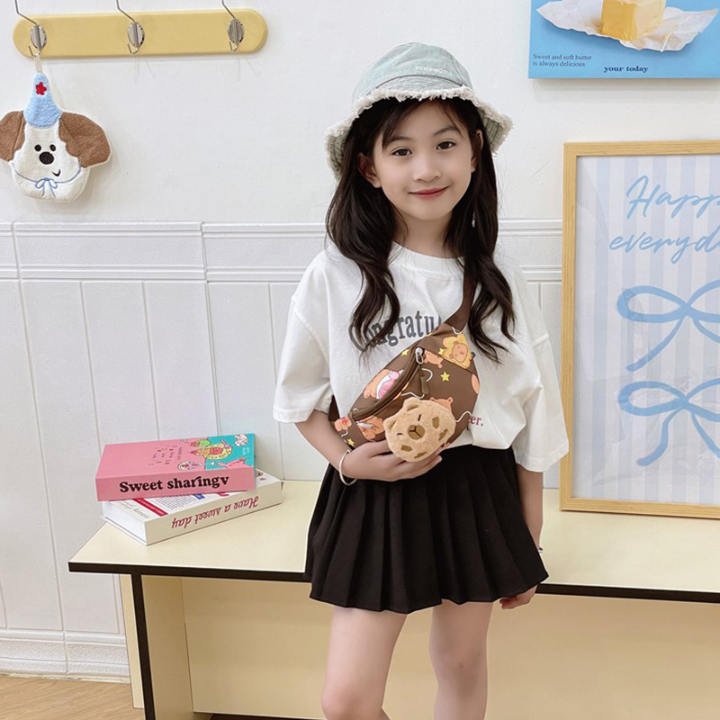 Kapibara bolso de pecho para niños nuevos dibujos animados lindos bolso de cintura para chicas extranjeras versátiles bolso de cintura para niños