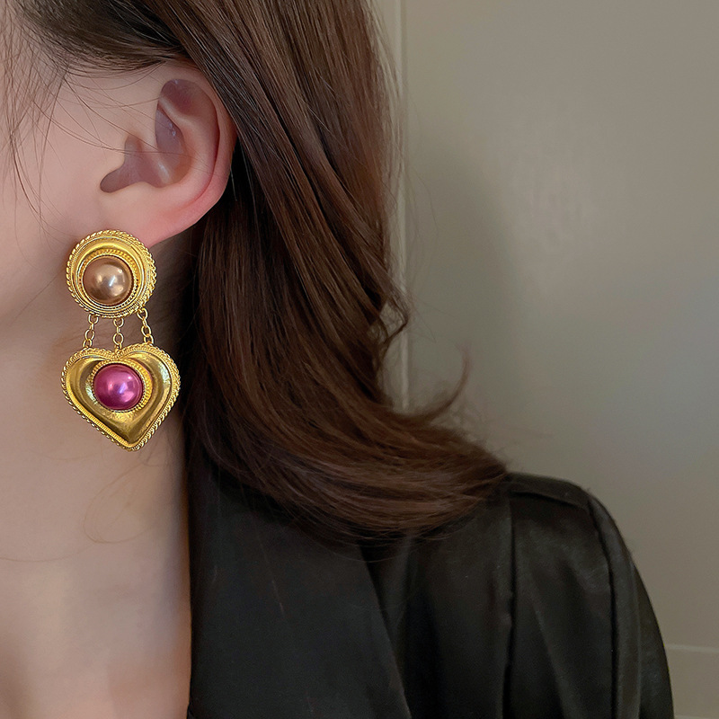 Drop Earrings Classification 1 Pair Quantity 1 Pair Retro Geometric Flower Copper Inlay Rhinestones Pearl Drop Earrings