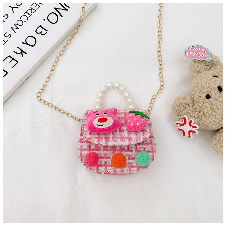 딸기 곰 장미 핑크