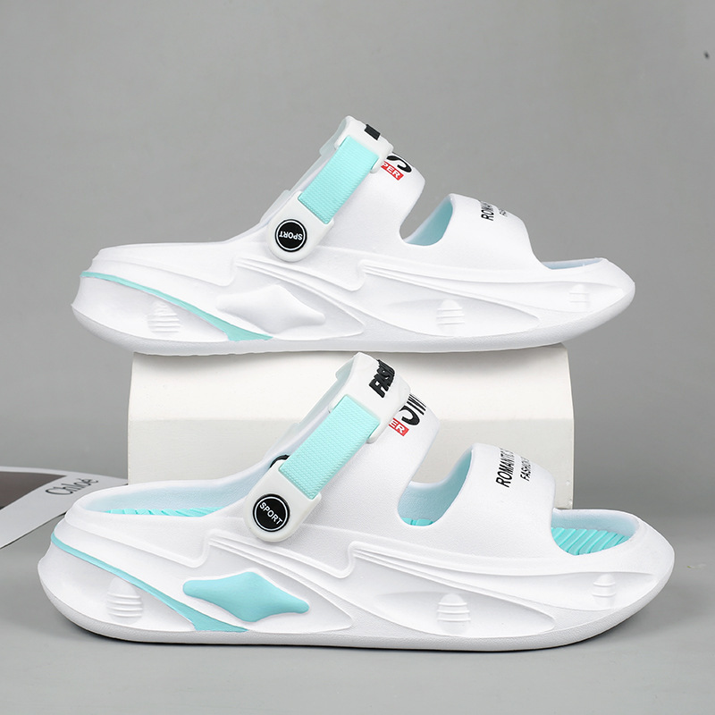 Pareja de dos zapatillas frías con suela gruesa, moda para hombres y mujeres, nuevas zapatillas de playa con suela suave en stock