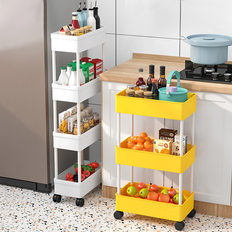 Simple Bathroom Movable Multi-layer Storage Rack Floor-standing Cart Toilet Table Bathroom Kitchen Gap Storage Shelf