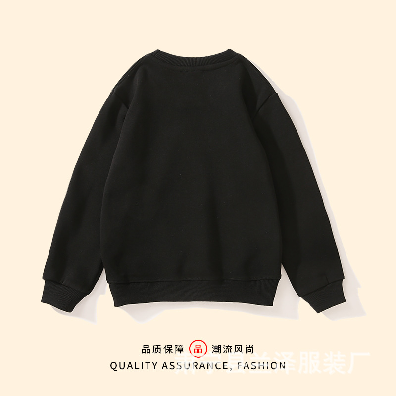 Otoño e Invierno 320g suéter de cuello redondo de algodón de color sólido para niños al por mayor camisa de manga larga de fondo para niños sueltos medianos y grandes ropa superior