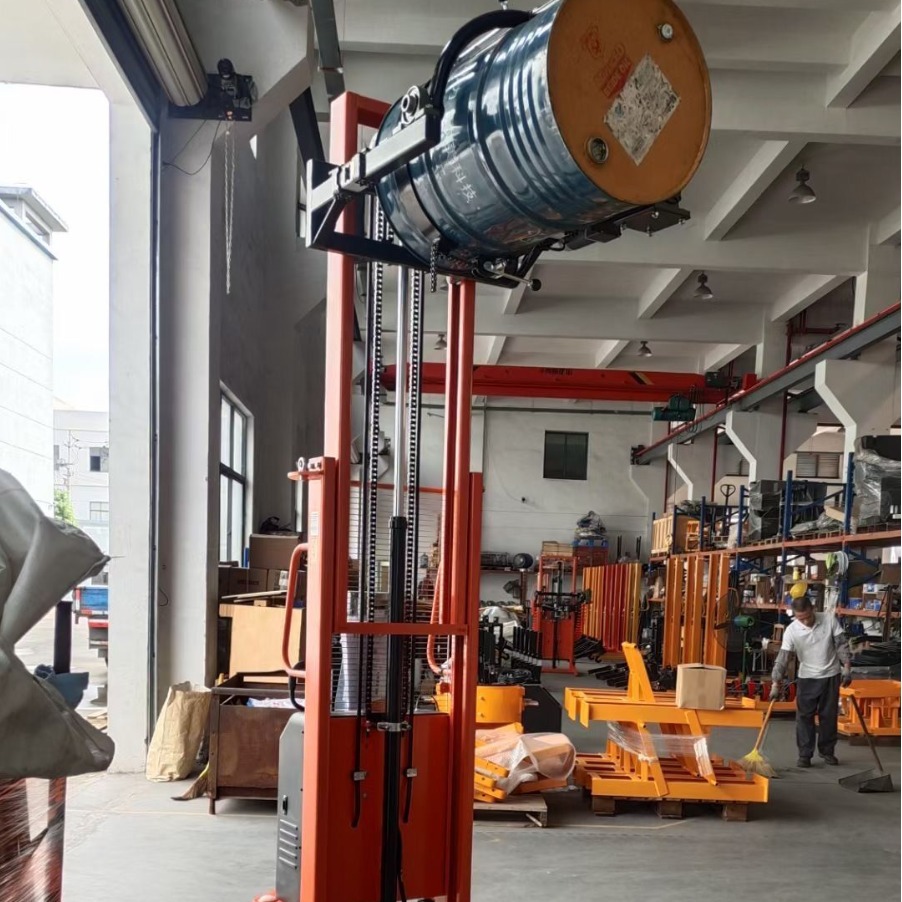半电动油桶倒料车升高翻转液压电动叉车铁桶塑料圆桶称重堆高车