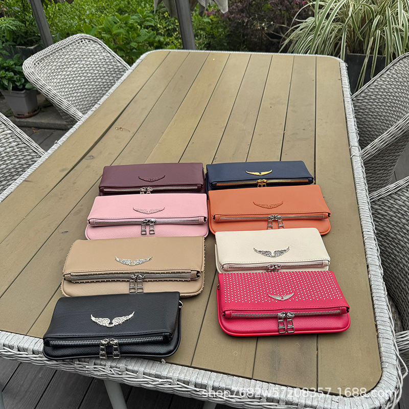 2025 New Fashion Diamond-Encrusted Wings Chain Women's Wallet Multi-Color Portable Clutch Bag