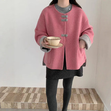 新中式国风显瘦双面双色羊毛大衣2025秋冬宽松毛呢外套女中长款